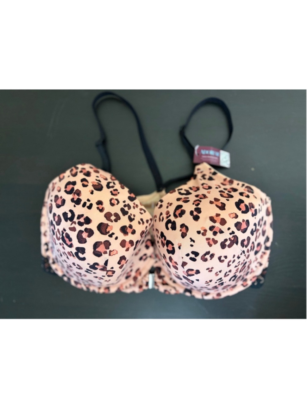 Adore Me Alexis Leopard Print Front-Closure Racerback Bra 34 DDD NWT